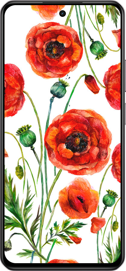 Силиконовый чехол Нарисованные маки для Realme C75 4G - 4278u-3878 изображение 