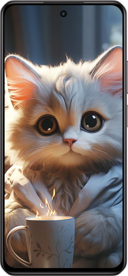 Силіконовий чехол Білий кіт для Realme C75 4G - 5646u-3878 изображение 