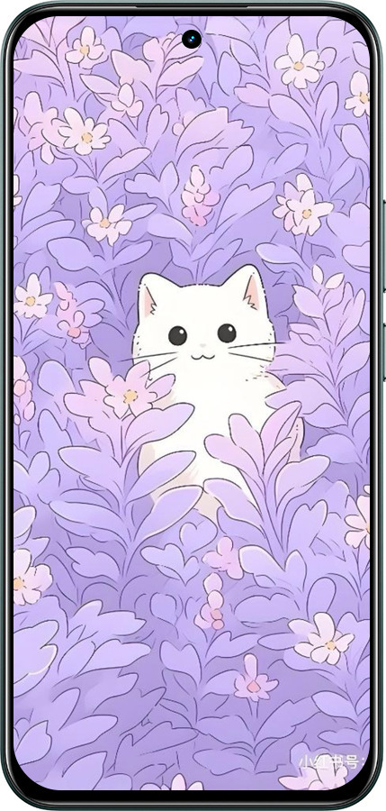 Силиконовый чехол Котик в цветах для Realme C85 Pro - 6390u-4218 изображение 