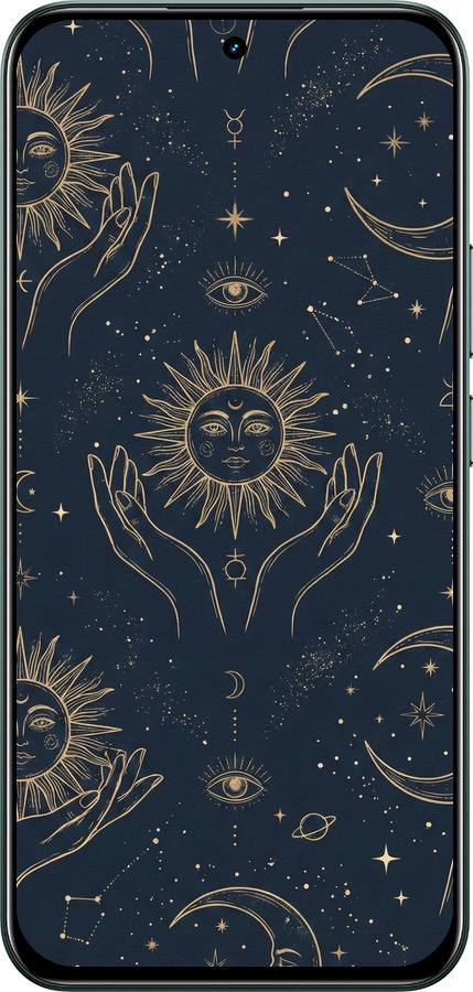 Силиконовый чехол Celestial Harmony: Sun & Moon Gold Mystic Pattern для Realme C85 Pro - 6778u-4218 изображение 