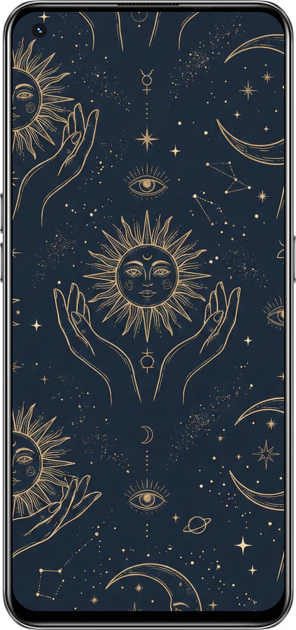 Силиконовый чехол Celestial Harmony: Sun & Moon Gold Mystic Pattern для Realme GT 5G - 6778u-3338 изображение 