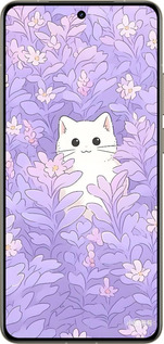 Силиконовый чехол Котик в цветах для Realme GT 7 Pro - 6390u-3893 изображение 