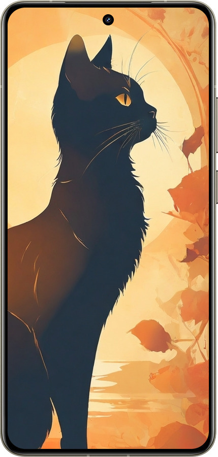 Силиконовый чехол Черная кошка v2 для Realme GT 7 Pro - 5830u-3893 изображение 