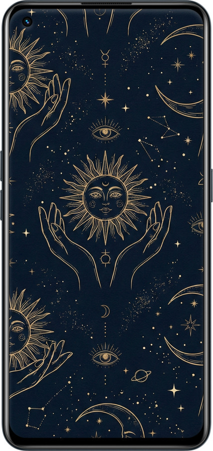 Силиконовый чехол Celestial Harmony: Sun & Moon Gold Mystic Pattern для Realme GT Neo 2 - 6778u-2489 изображение 