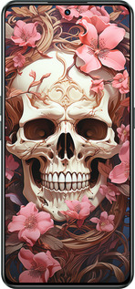 Силиконовый чехол Череп в розовых цветах для Realme GT Neo3 - 5965u-2590 изображение 