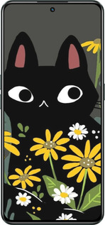 Силиконовый чехол Черный кот с цветами для Realme GT Neo3 - 6448u-2590 изображение 