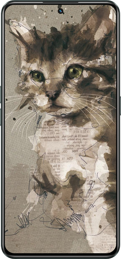 Силиконовый чехол Котёнок из пятен и линий для Realme GT Neo3 - 119u-2590 изображение 