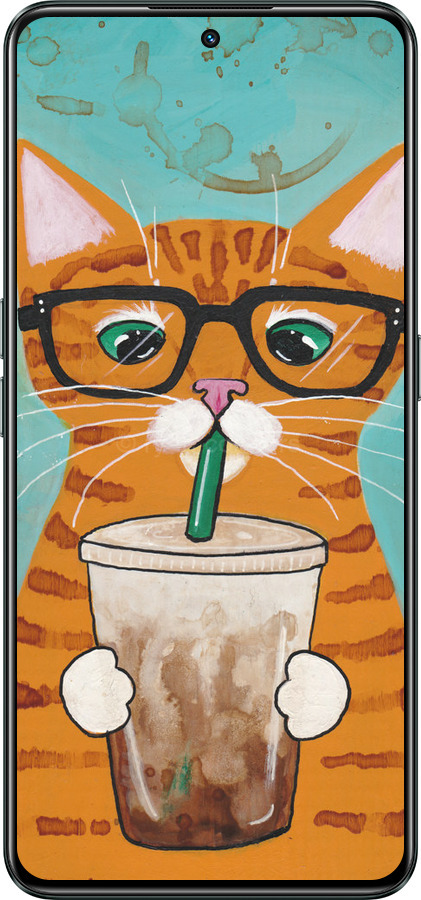 Силиконовый чехол Зеленоглазый кот в очках для Realme GT Neo3 - 4054u-2590 изображение 