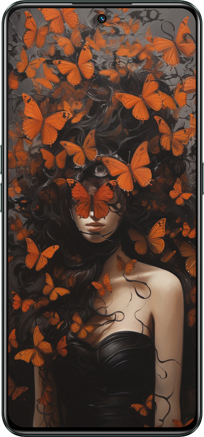 Силиконовый чехол Девушка с оранжевыми бабочками для Realme GT Neo3 - 5941u-2590 изображение 