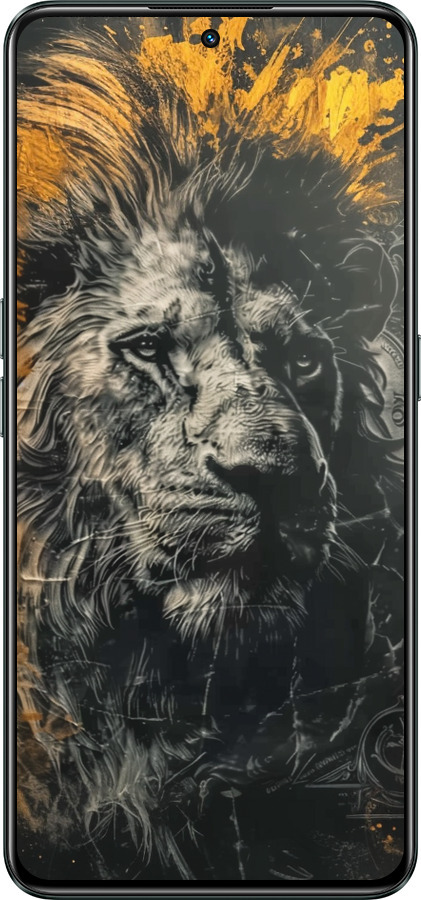 Силиконовый чехол Лев в золотых красках для Realme GT Neo3 - 6155u-2590 изображение 