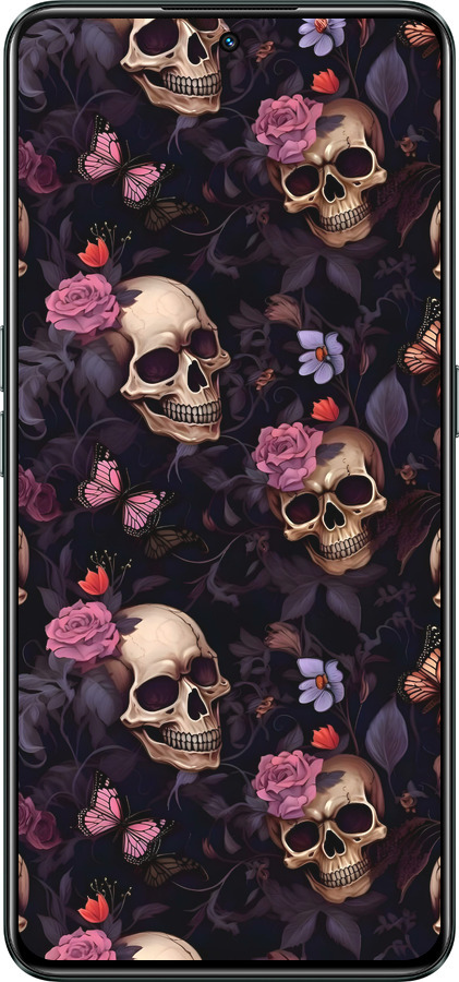 Силиконовый чехол Черепа и розы для Realme GT Neo3 - 6316u-2590 изображение 