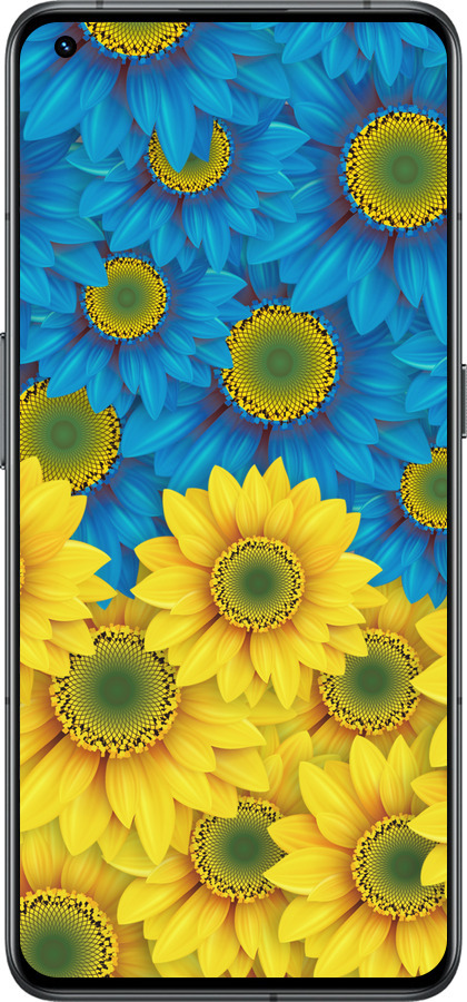 Силиконовый чехол Жёлто-голубые цветы для Realme GT2 Pro - 1048u-2566 изображение 