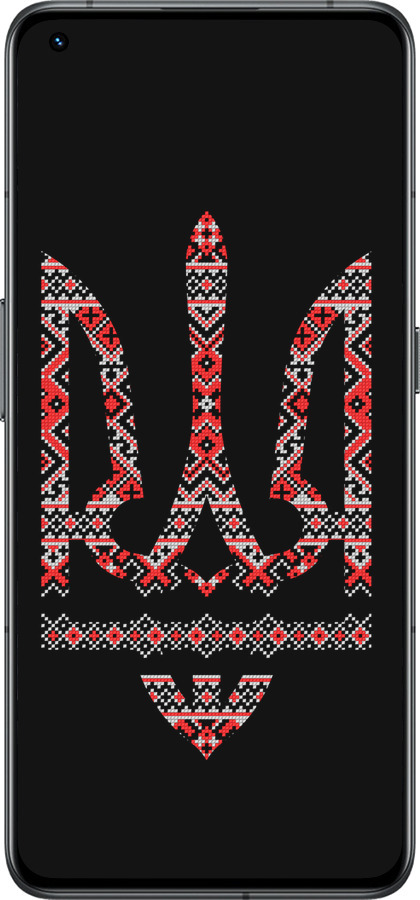 Силиконовый чехол Герб - вышиванка на черном фоне для Realme GT2 Pro - 1196u-2566 изображение 