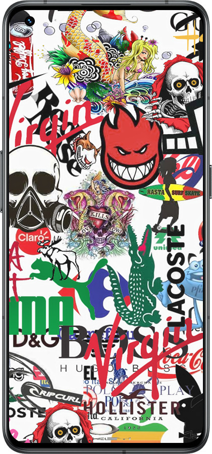 Силиконовый чехол Many different logos для Realme GT2 Pro - 4022u-2566 изображение 