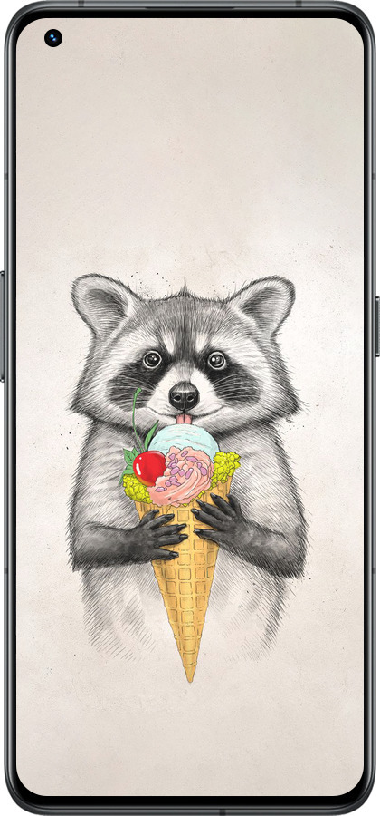 Силиконовый чехол Енотик с мороженым для Realme GT2 Pro - 4602u-2566 изображение 
