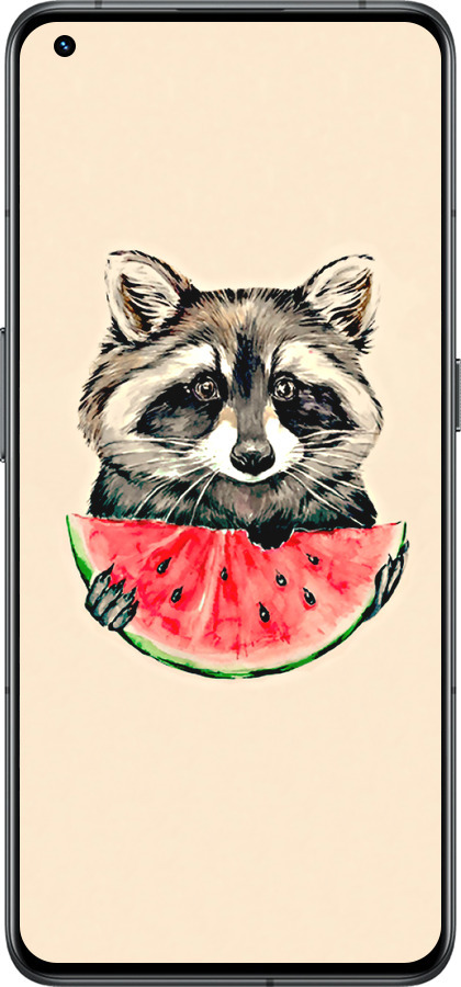 Силиконовый чехол Енотик с арбузом для Realme GT2 Pro - 4605u-2566 изображение 