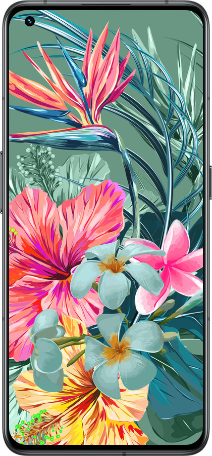 Силиконовый чехол Тропические цветы v1 для Realme GT2 Pro - 4667u-2566 изображение 