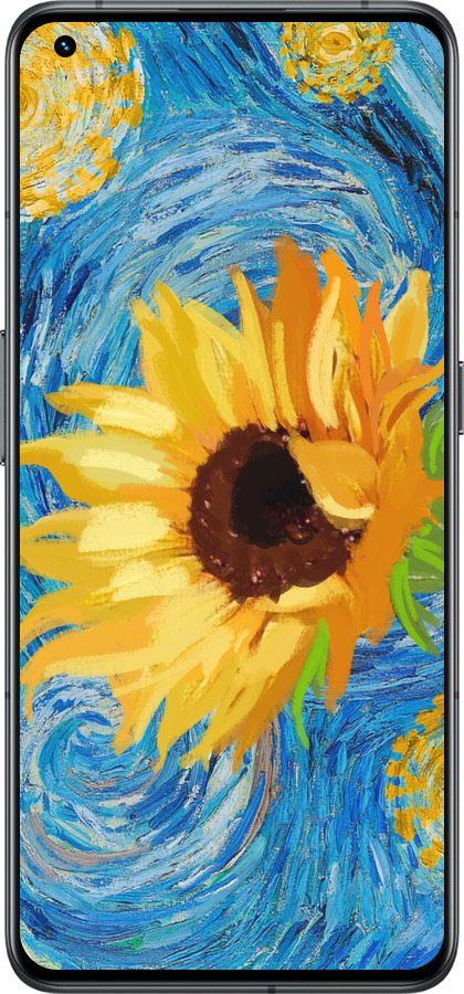 Силиконовый чехол Цветы желто-голубые для Realme GT2 Pro - 5308u-2566 изображение 