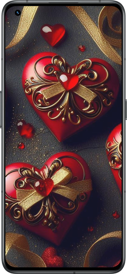 Силиконовый чехол Сердечки v4 для Realme GT2 Pro - 5834u-2566 изображение 