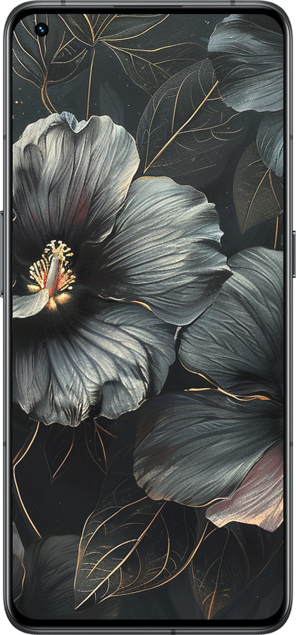 Силиконовый чехол Черные цветы для Realme GT2 Pro - 6031u-2566 изображение 