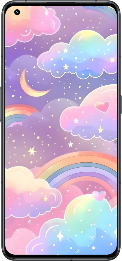 Силиконовый чехол Облака и радуга для Realme GT2 Pro - 6312u-2566 изображение 