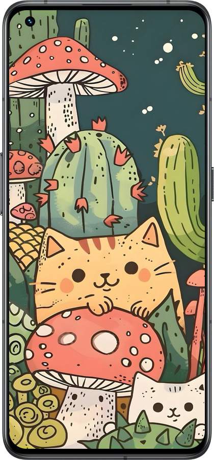 Силиконовый чехол Коты грибы для Realme GT2 Pro - 6321u-2566 изображение 