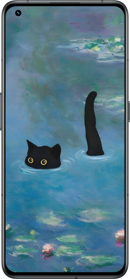 Силиконовый чехол С изображением кота и водяной лилии Monet для Realme GT2 Pro - 6519u-2566 изображение 