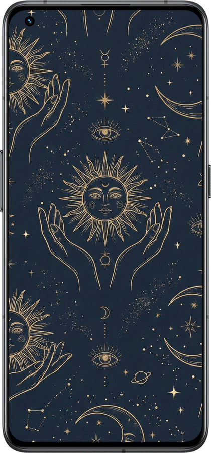 Силиконовый чехол Celestial Harmony: Sun & Moon Gold Mystic Pattern для Realme GT2 Pro - 6778u-2566 изображение 