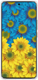 Силикон с усиленными углами чехол Жёлто-голубые цветы для Realme GT7 - 1048sp-4027 изображение 