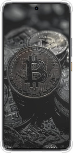 Силикон с усиленными углами чехол Black Bitcoin для Realme GT7 - 6090sp-4027 изображение 