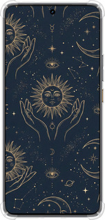 Силикон с усиленными углами чехол Celestial Harmony: Sun & Moon Gold Mystic Pattern для Realme GT7 - 6778sp-4027 изображение 