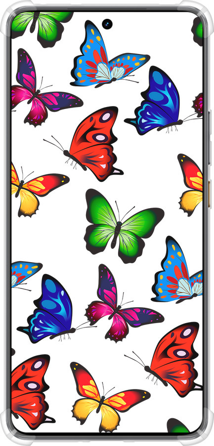 Силикон с усиленными углами чехол Красочные мотыльки для Realme GT7 - 4761sp-4027 изображение 