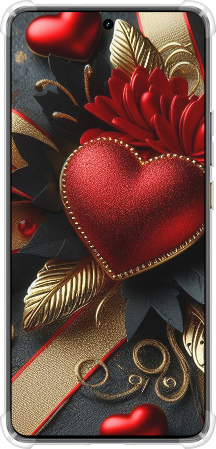 Силикон с усиленными углами чехол Сердечки v2 для Realme GT7 - 5832sp-4027 изображение 