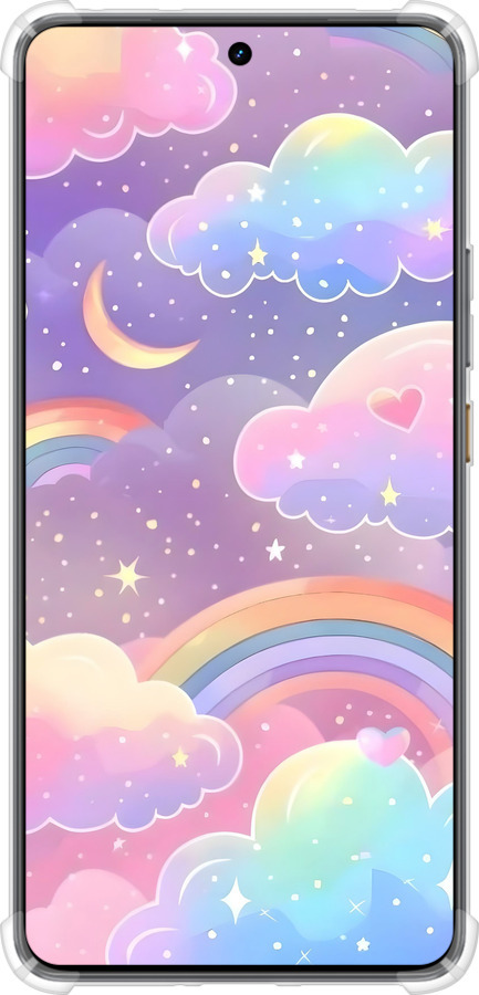 Силикон с усиленными углами чехол Облака и радуга для Realme GT7 - 6312sp-4027 изображение 