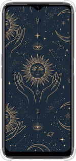Силикон с усиленными углами чехол Celestial Harmony: Sun & Moon Gold Mystic Pattern для Realme C35 - 6778sp-4235 изображение 