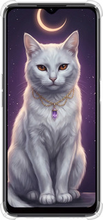 Силикон с усиленными углами чехол Mystic White Cat Gothic Dark Purple Gold для Realme C35 - 6805sp-4235 изображение 
