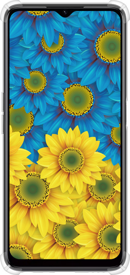 Силикон с усиленными углами чехол Жёлто-голубые цветы для Realme C35 - 1048sp-4235 изображение 