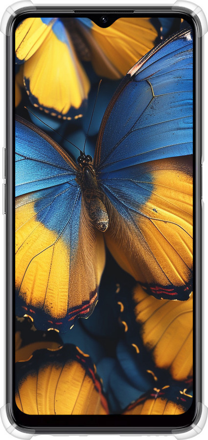 Силикон с усиленными углами чехол Желто-голубые бабочки для Realme C35 - 6046sp-4235 изображение 
