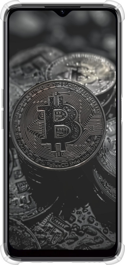 Силикон с усиленными углами чехол Black Bitcoin для Realme C35 - 6090sp-4235 изображение 