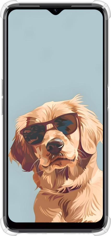 Силикон с усиленными углами чехол Пес в очках для Realme C35 - 6381sp-4235 изображение 