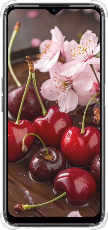 Силикон с усиленными углами чехол Вишня в шоколаде для Realme C35 - 6698sp-4235 изображение 