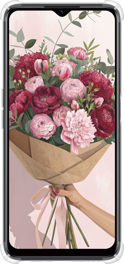 Силикон с усиленными углами чехол Пионы 1 для Realme C35 - 6705sp-4235 изображение 