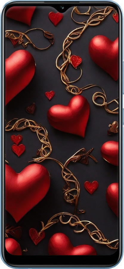 TPU чехол Сердечки для Realme Narzo 50A - 5831b-2514 изображение 