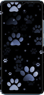 3D пластиковий матовий чехол З синіми відбитками лап для Realme Narzo 50A - 6441m-2514 изображение 
