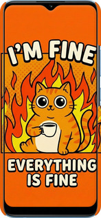 3D пластиковый матовый чехол Funny Cat для Realme Narzo 50A - 6786m-2514 изображение 