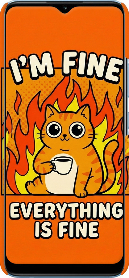 3D пластиковый матовый чехол Funny Cat для Realme Narzo 50A - 6786m-2514 изображение 