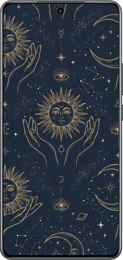 Силиконовый чехол Celestial Harmony: Sun & Moon Gold Mystic Pattern для Realme Neo7 - 6778u-3946 изображение 