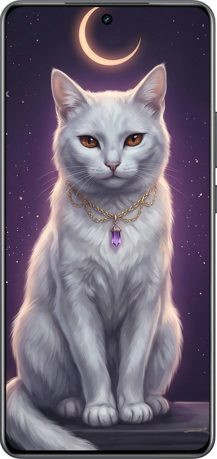 Силиконовый чехол Mystic White Cat Gothic Dark Purple Gold для Realme Neo7 - 6805u-3946 изображение 