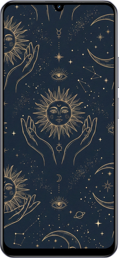 TPU чехол Celestial Harmony: Sun & Moon Gold Mystic Pattern для Realme Narzo N61 - 6778b-3974 изображение 