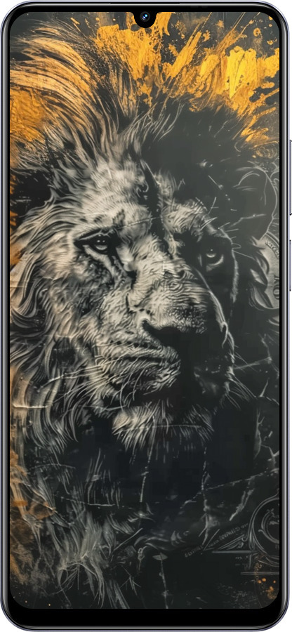 Силіконовий чехол Лев у золотих фарбах для Realme Narzo N61 - 6155u-3974 изображение 